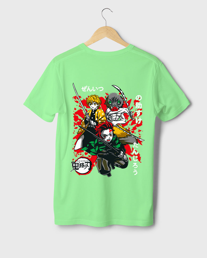 Mens Regular Tshirt Anime Demon Slayer Tanjiro Team