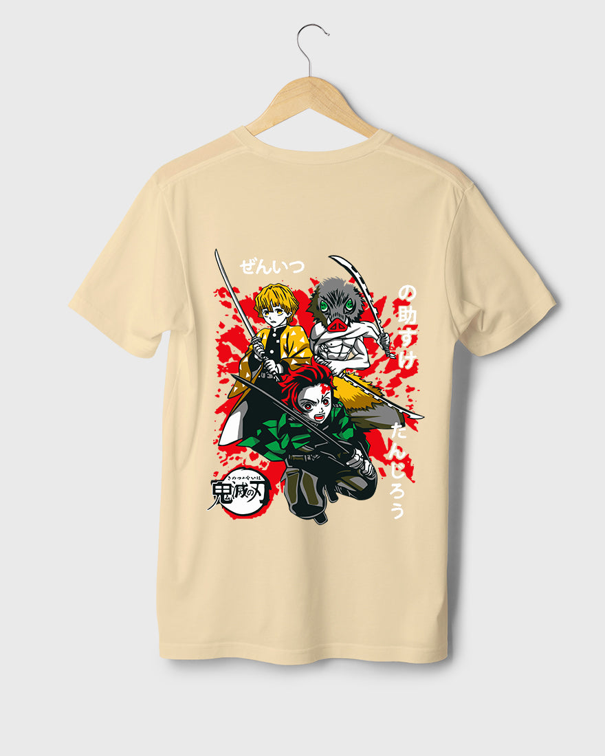 Mens Regular Tshirt Anime Demon Slayer Tanjiro Team