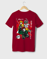 Mens Regular Tshirt Anime Demon Slayer Tanjiro Team