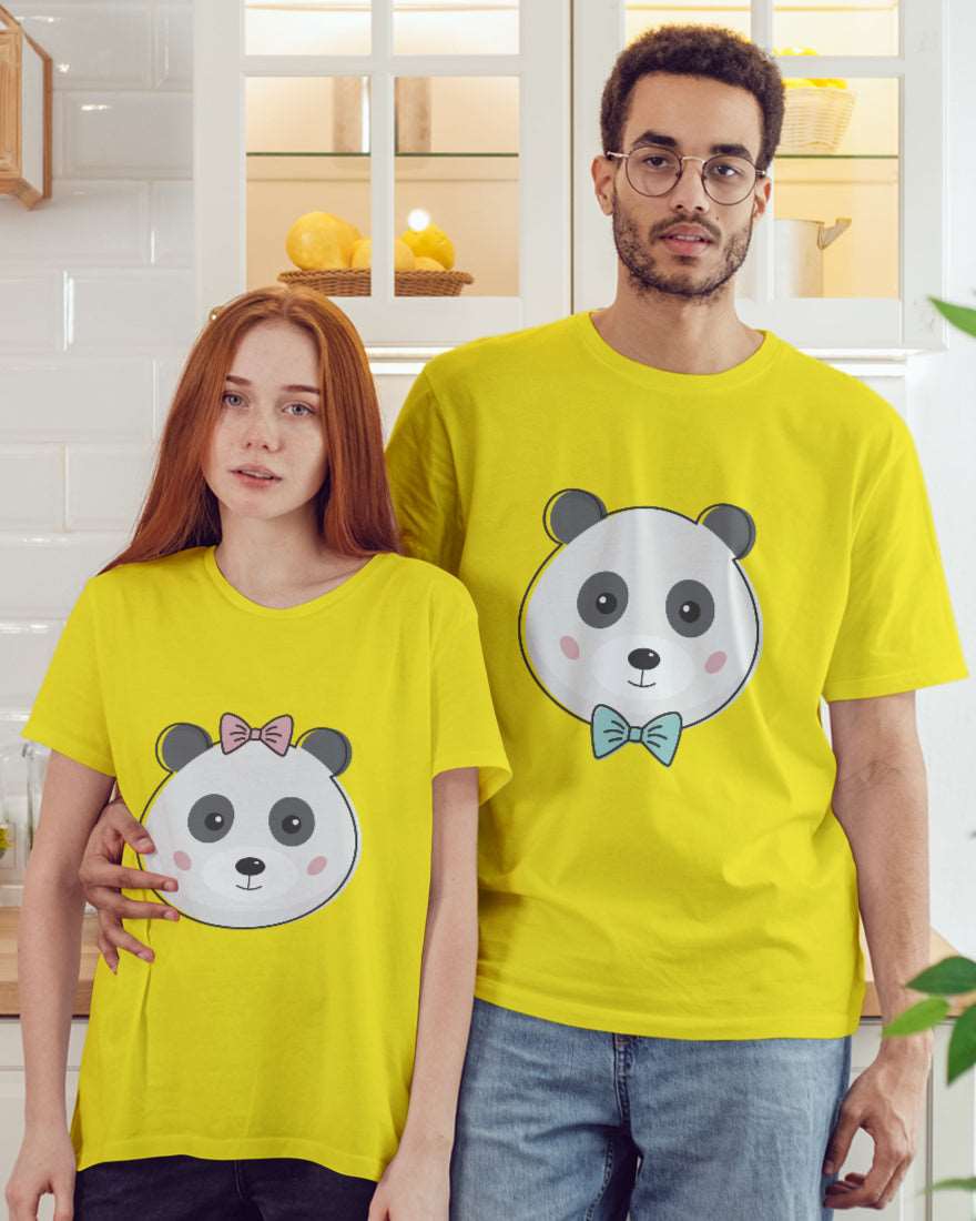 Adorable Matching Panda Couple T-Shirts - Fun and Playful Style for Couples