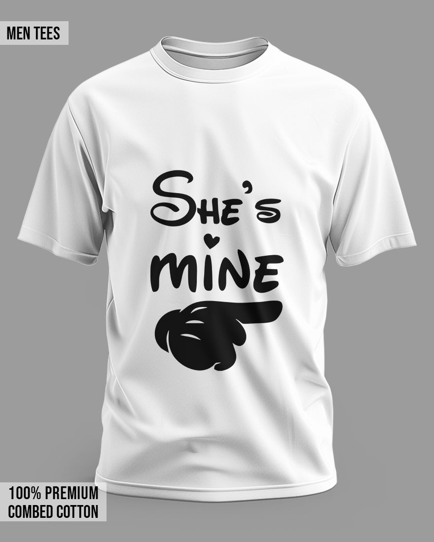 Fun "He's Mine" and "She's Mine" Couple T-Shirts - Bold and Playful Statement