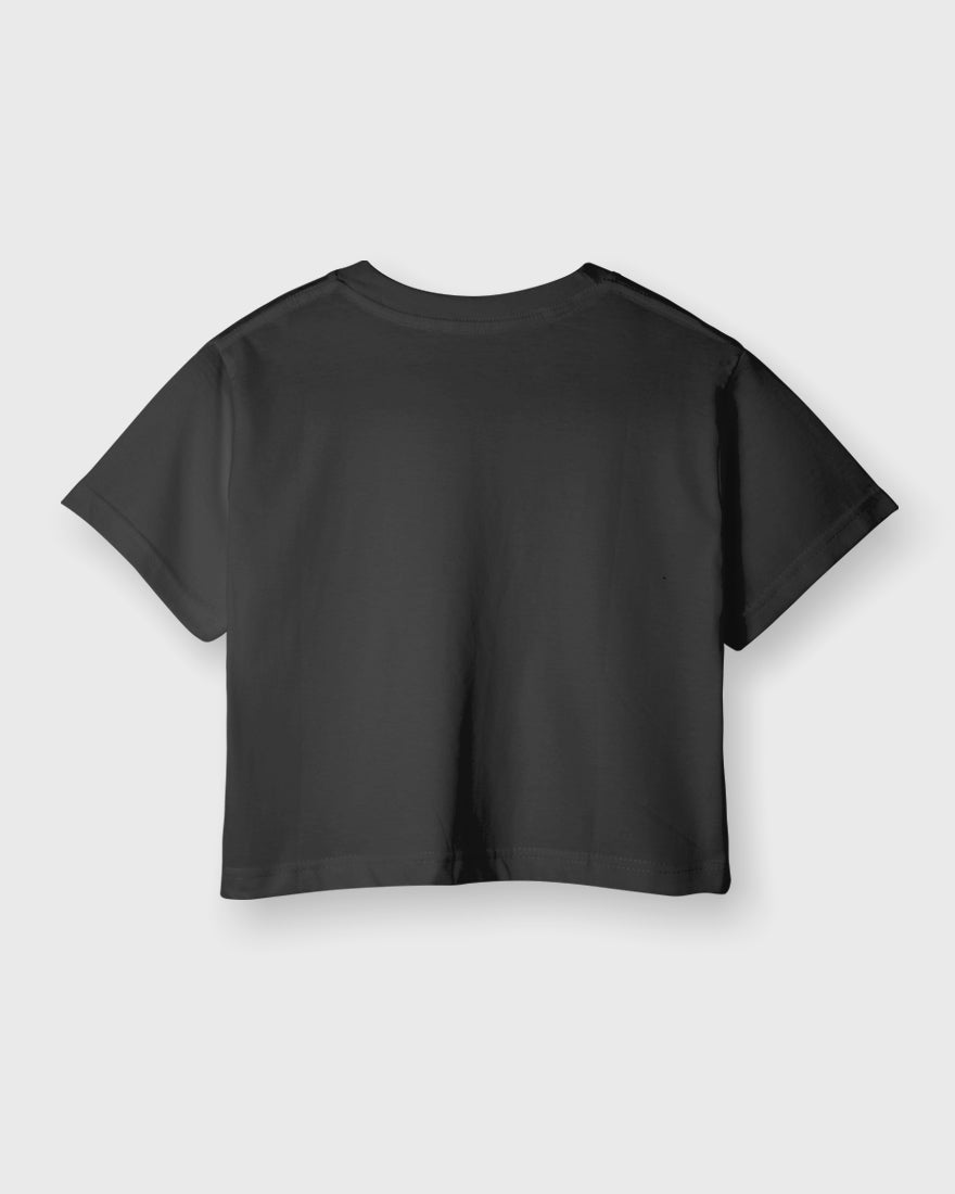 Womens Crop Top Plain TShirt - Jet Black