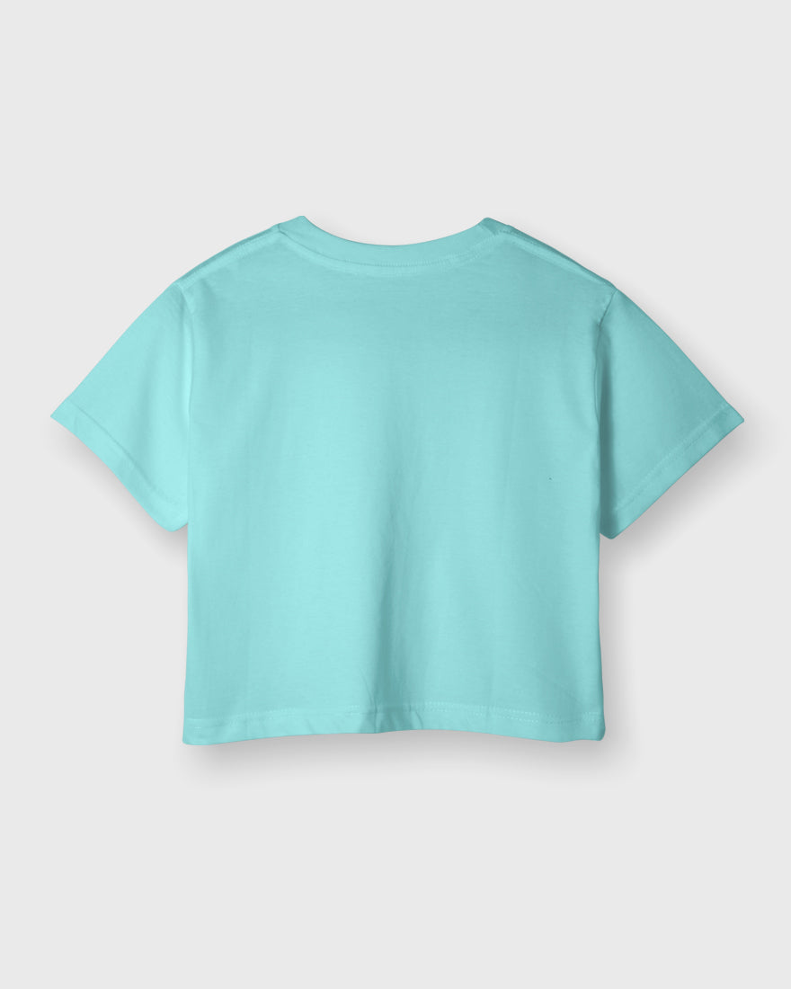 Womens Crop Top Plain TShirt - Lite Ocean blue