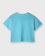 Womens Crop Top Plain TShirt - Ocean Blue