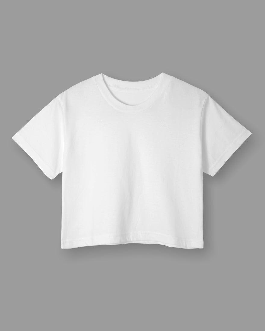 Womens Crop Top Plain TShirt - Crisp White