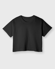 Womens Crop Top Plain TShirt - Jet Black