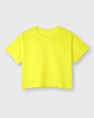 Womens Crop Top Plain TShirt - Mustred Yellow