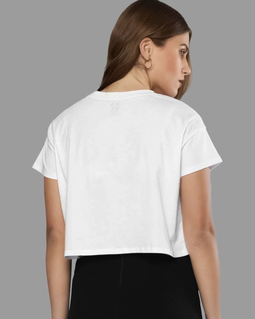 Womens Crop Top Plain TShirt - Crisp White