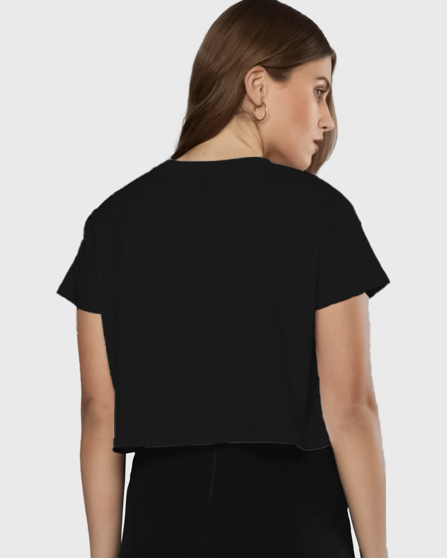 Womens Crop Top Plain TShirt - Jet Black