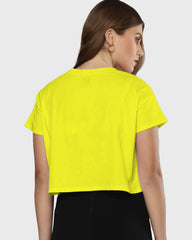 Womens Crop Top Plain TShirt - Mustred Yellow