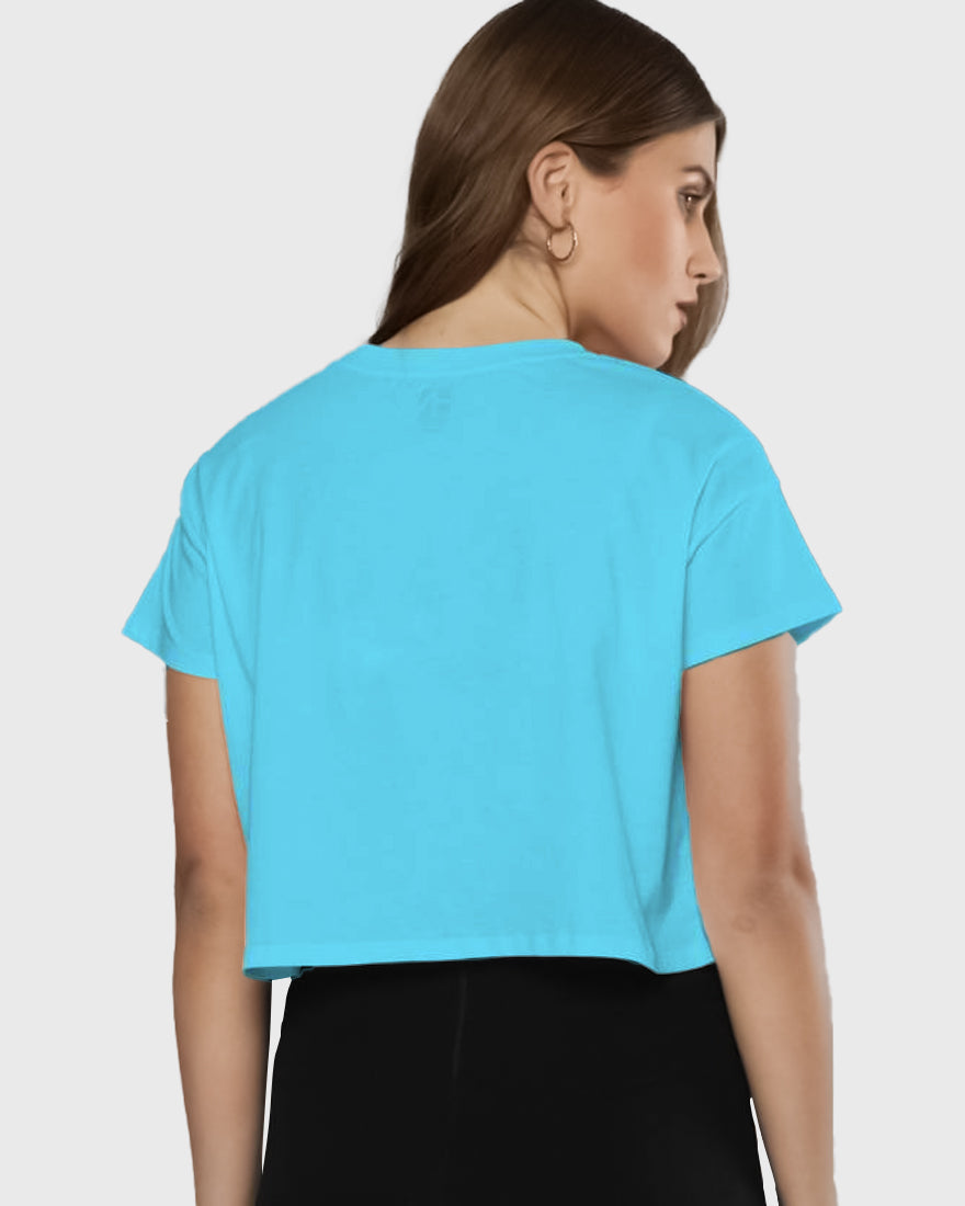 Womens Crop Top Plain TShirt - Ocean Blue