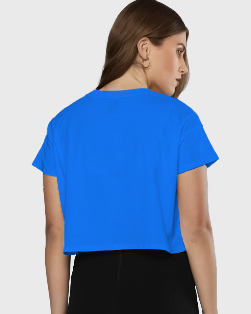 Womens Crop Top Plain TShirt - Ice Blue