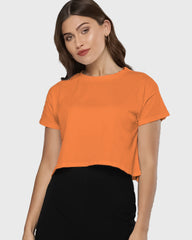 Womens Crop Top Plain TShirt