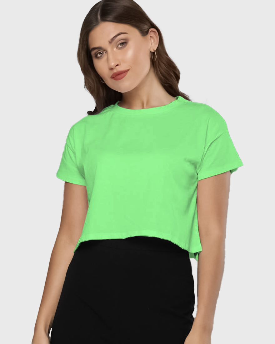 Womens Crop Top Plain TShirt - Mint Green