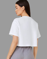 Womens Crop Top Plain TShirt - Crisp White