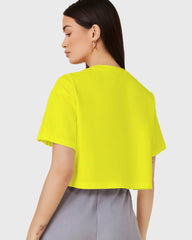 Womens Crop Top Plain TShirt - Mustred Yellow