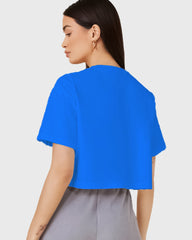 Womens Crop Top Plain TShirt - Ice Blue