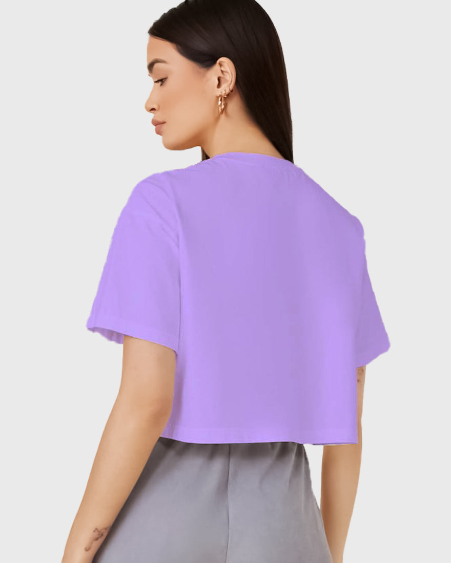 Womens Crop Top Plain TShirt - Lavender