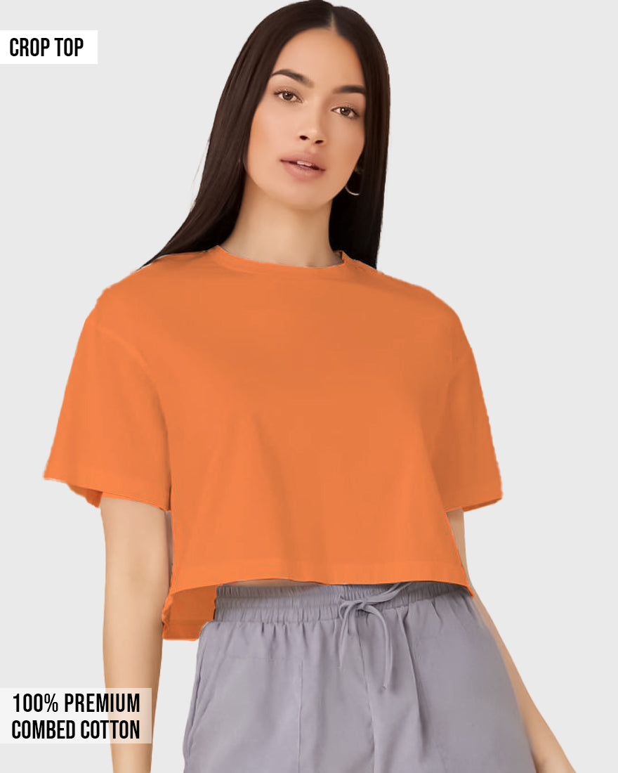 Womens Crop Top Plain TShirt