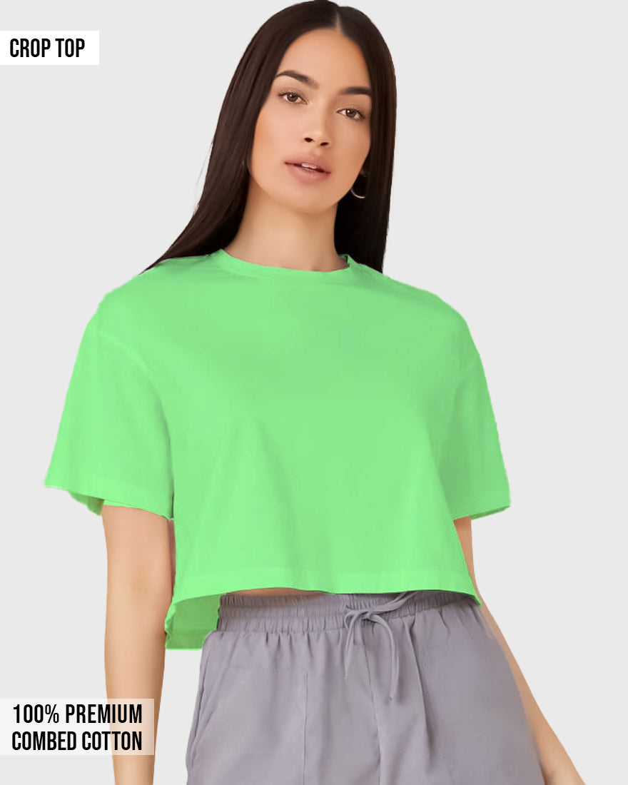 Womens Crop Top Plain TShirt - Mint Green