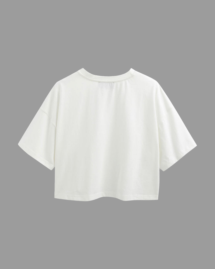 Womens Oversized Crop Top Plain TShirt