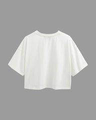 Womens Oversized Crop Top Plain TShirt - Crisp White