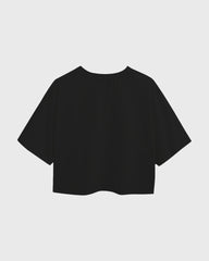 Womens Oversized Crop Top Plain TShirt - Jet Black