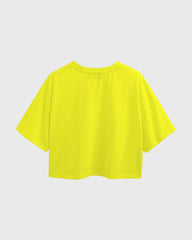 Womens Oversized Crop Top Plain TShirt - Mustred Yellow