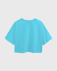 Womens Oversized Crop Top Plain TShirt - Ocean Blue