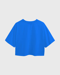 Womens Oversized Crop Top Plain TShirt - Ice Blue