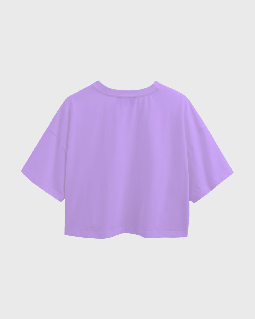 Womens Oversized Crop Top Plain TShirt - Lavender