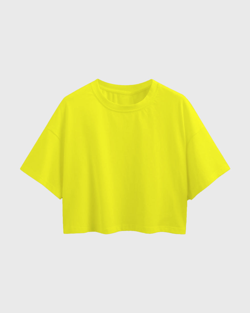 Womens Oversized Crop Top Plain TShirt