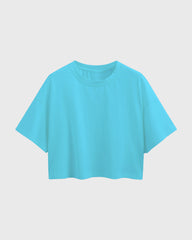 Womens Oversized Crop Top Plain TShirt