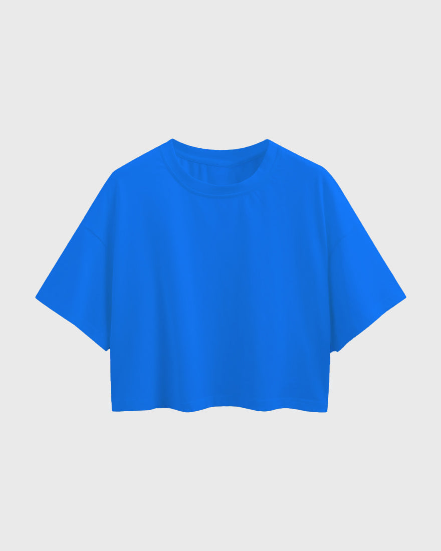 Womens Oversized Crop Top Plain TShirt