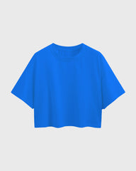 Womens Oversized Crop Top Plain TShirt - Ice Blue