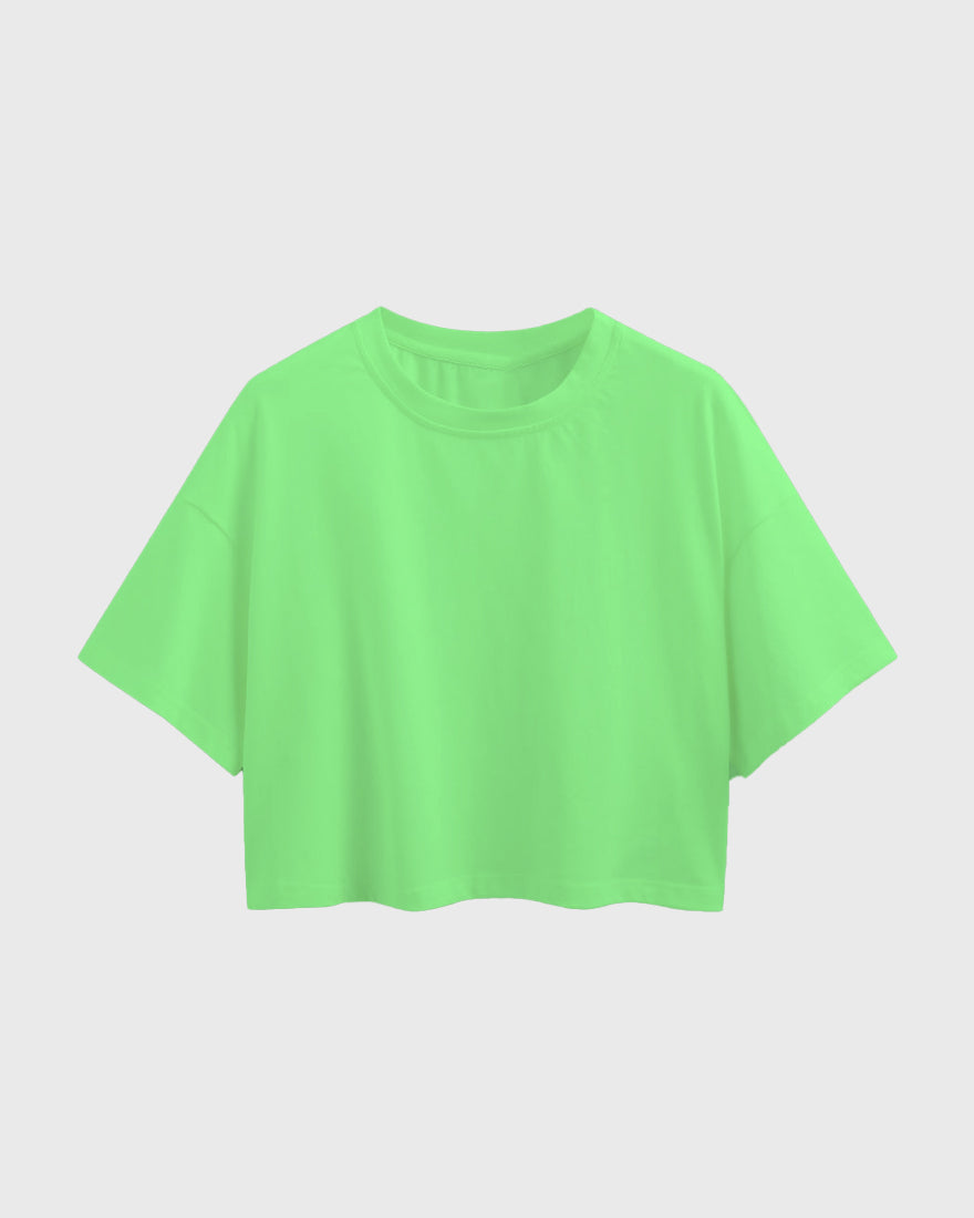 Womens Oversized Crop Top Plain TShirt - Mint Green