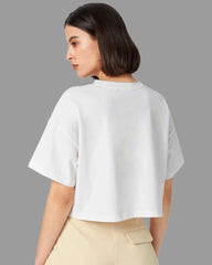 Womens Oversized Crop Top Plain TShirt - Crisp White