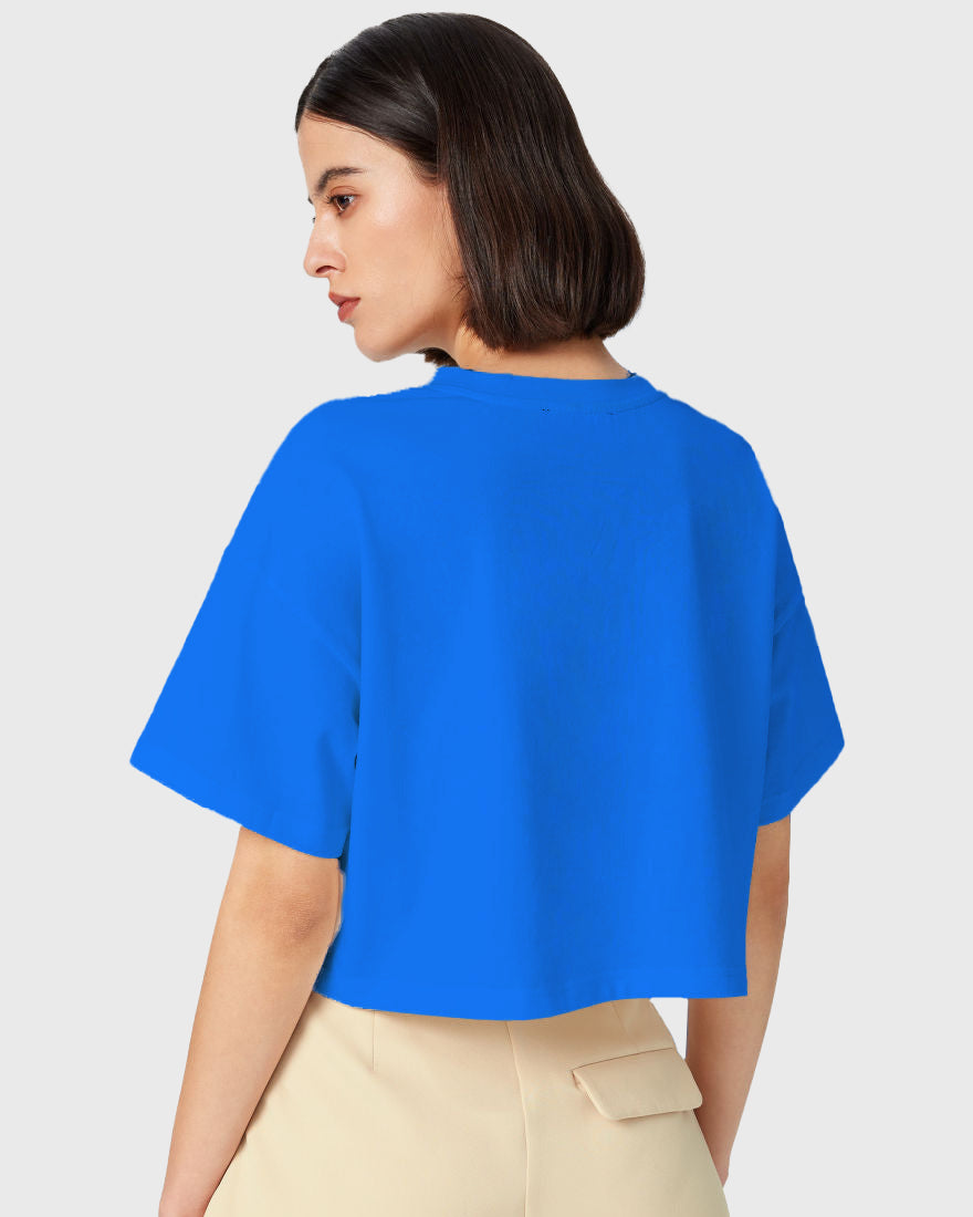 Womens Oversized Crop Top Plain TShirt