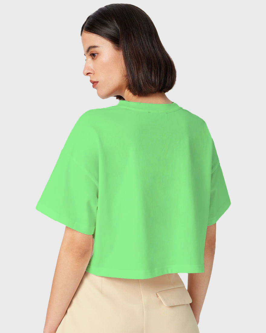 Womens Oversized Crop Top Plain TShirt - Mint Green