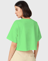 Womens Oversized Crop Top Plain TShirt