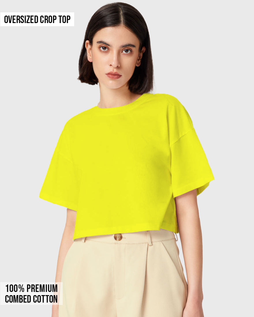 Womens Oversized Crop Top Plain TShirt