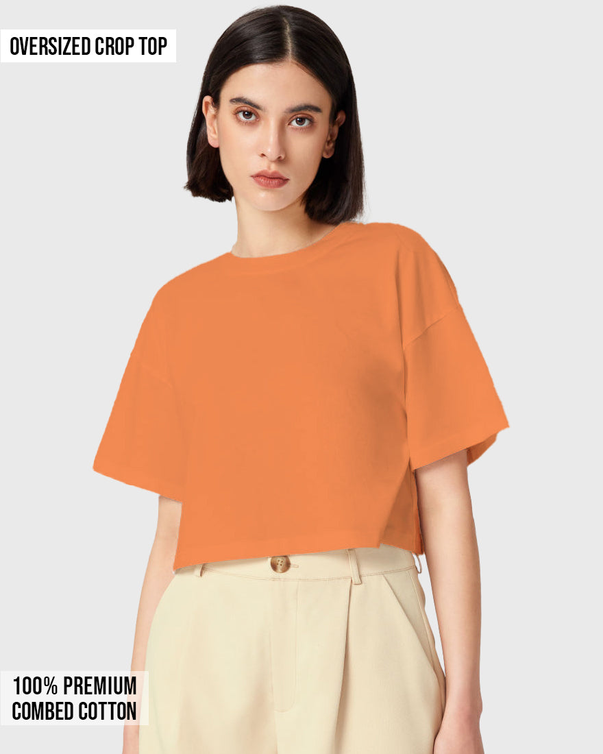 Womens Oversized Crop Top Plain TShirt