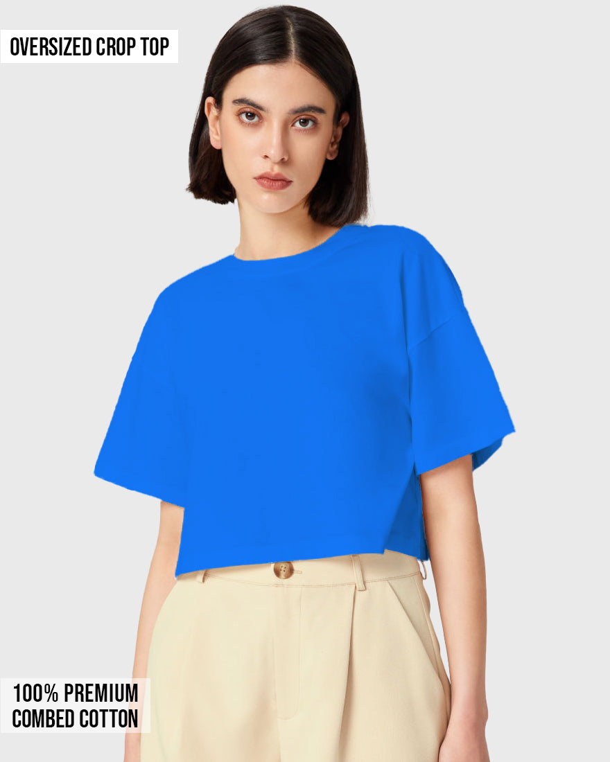 Womens Oversized Crop Top Plain TShirt