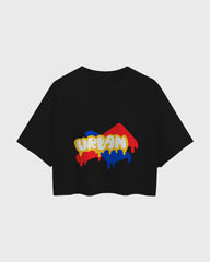 Womens Oversized Cropped TShirt Funky Urban