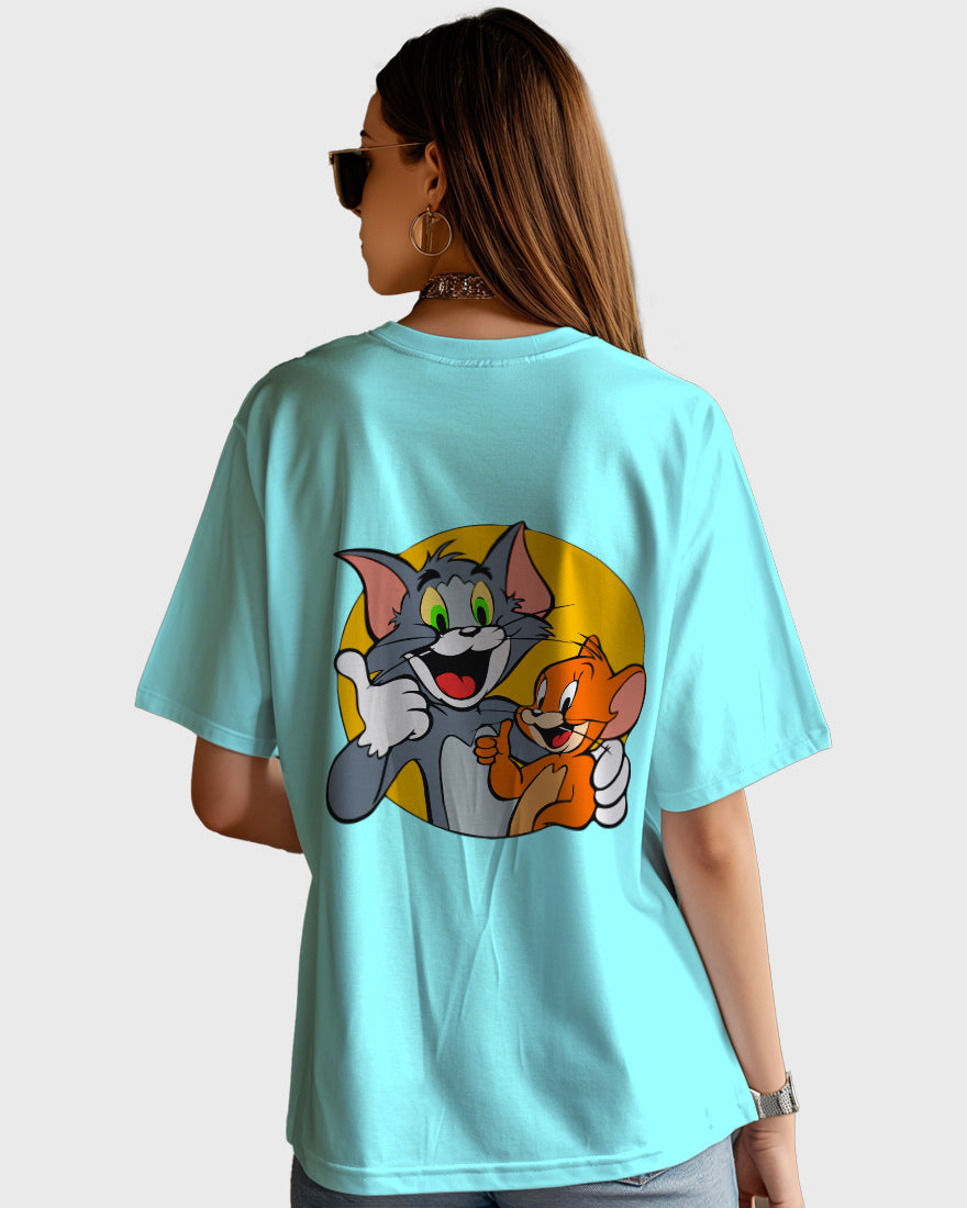 Womens Oversized TShirt Cartoon Tom & Jerry