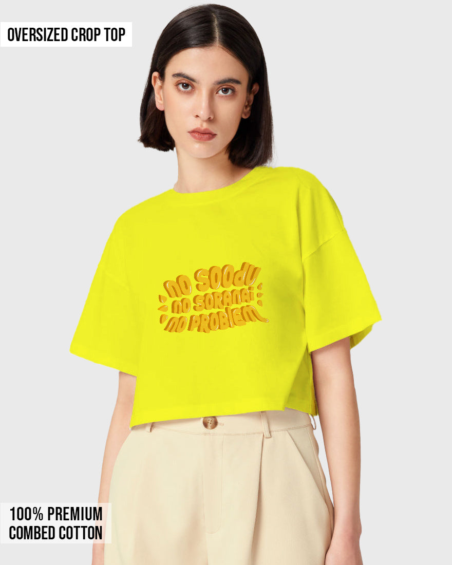 Womens Oversized Cropped TShirt Trendings No Problem