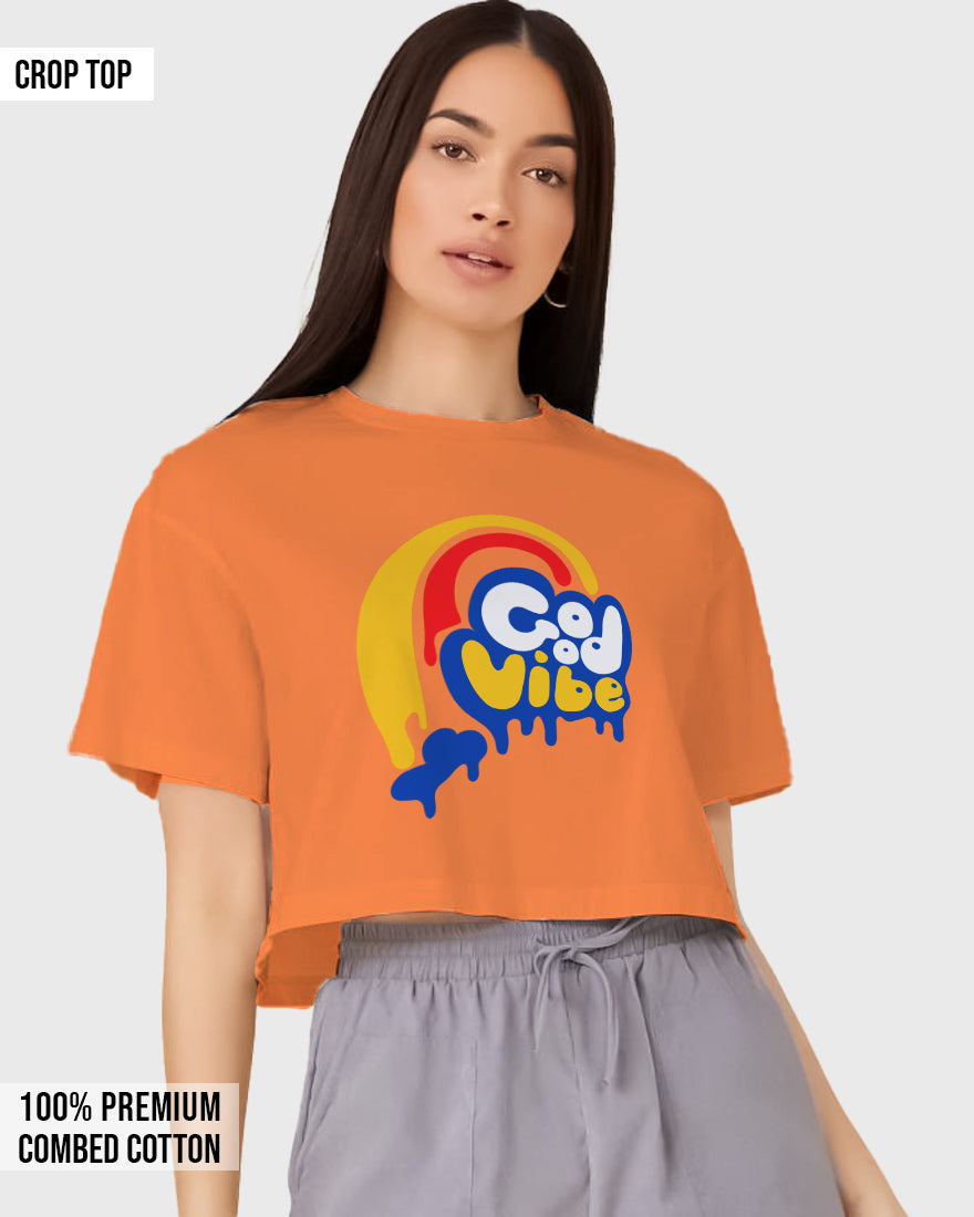 Womens Cropped TShirt Funky Good Vibes