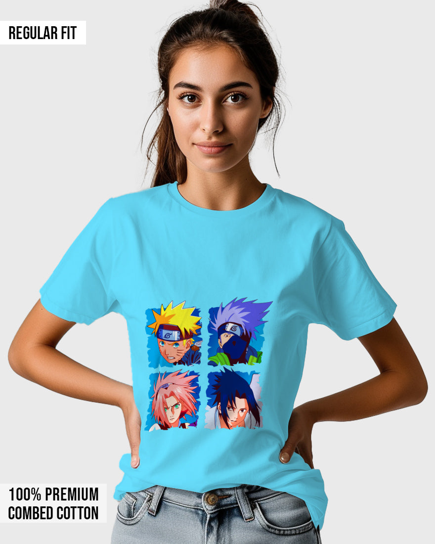 Womens Relaxed Fit TShirt Anime Naruto & Team