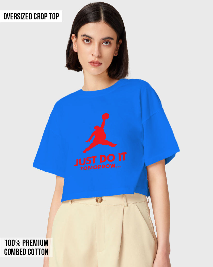 Womens Oversized Cropped TShirt Funky Just Do It