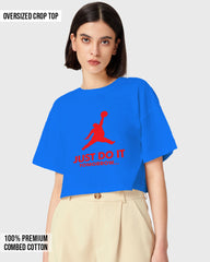 Womens Oversized Cropped TShirt Funky Just Do It